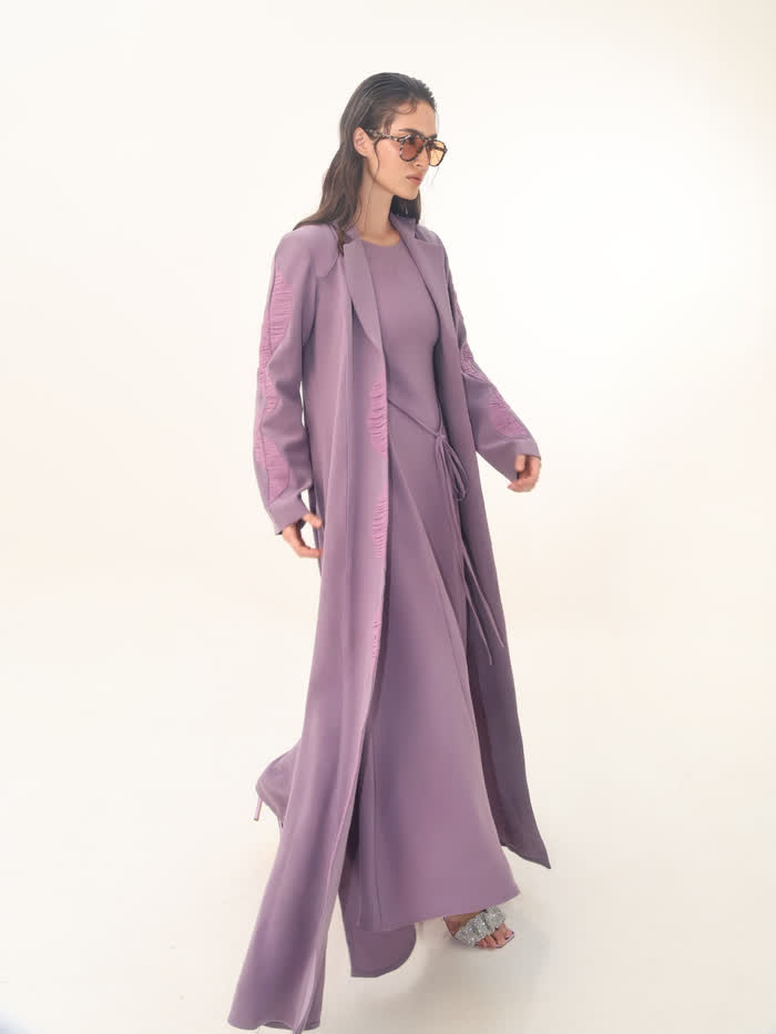 Lilac coat walking